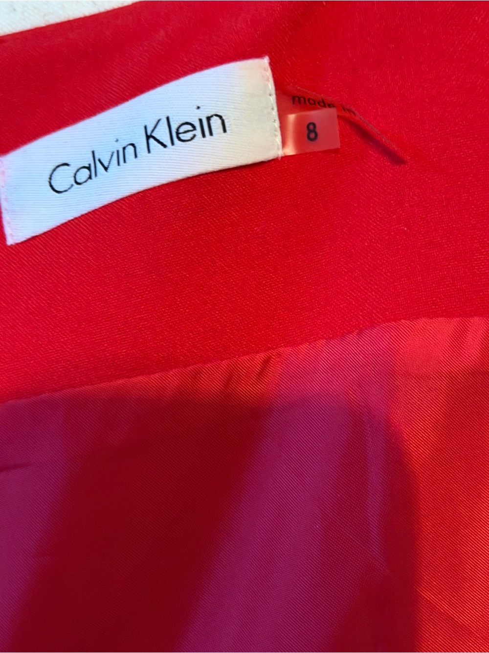 Calvin Klein Red Sleeveless Sheath Dress with Neck Rosette Detail - Picture 3 of 3